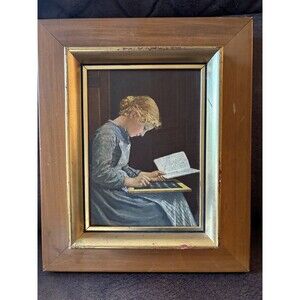 Albert Anker Print "The Home Lesson" Framed Original Windsor Art Products 1962